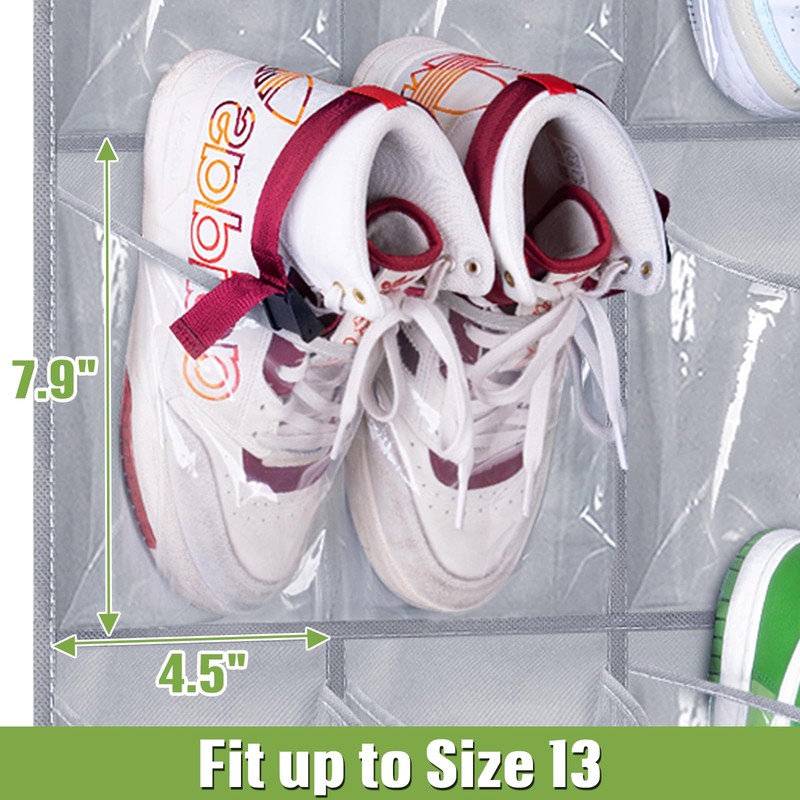 MISSLO 35 Clear Large Pockets Over The Door Shoe Organizer