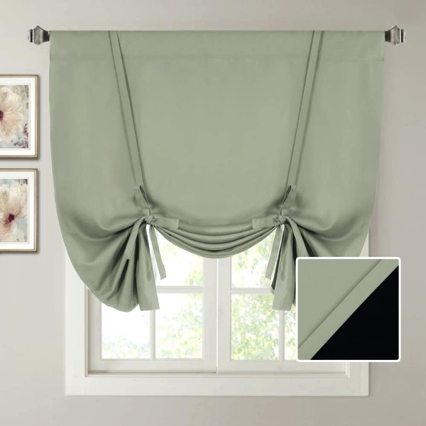 H.VERSAILTEX 100% Blackout Tie Up Curtains for Bedroom Thermal Insulated