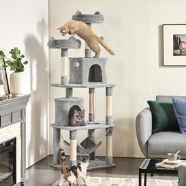 Topeakmart Cat Tower for Indoor Cats, Cat Activity Center with Condo Scratching Post Perch, Tall Cat Tree for Large Cats, 70.5in