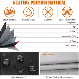 Waterproof Car Covers Replace for 2016-2025 Maserati Levante, 6 Layers All Weather Custom-fit Car Cover with Zipper Door & Windproof Bands for Snow Rain Dust Hail Protection (Levante)