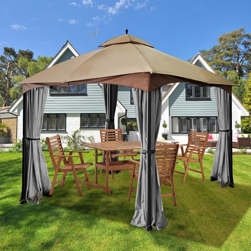 Gazebo Universal Replacement Privacy Curtain – Hugline 10' x 10'