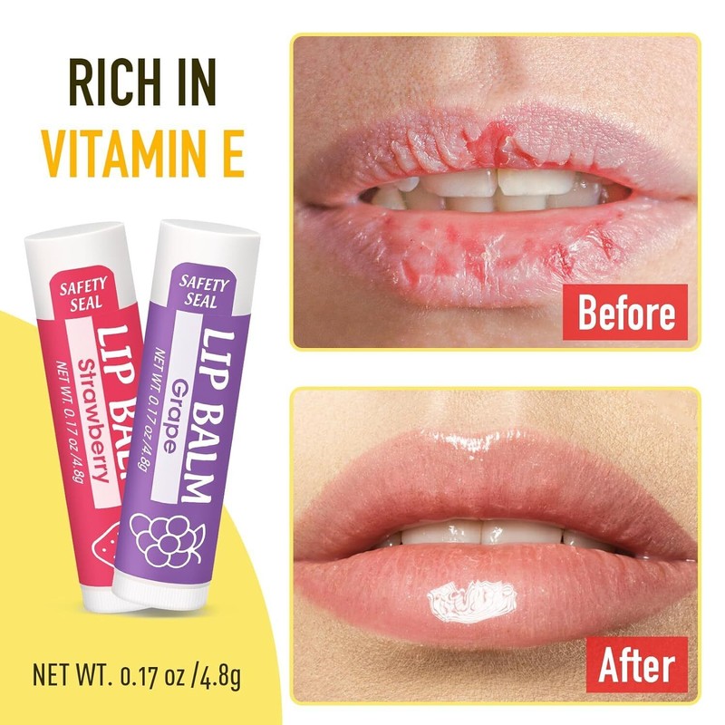 YesBes 8 Pack Natural Lip Balm with Vitamin E and