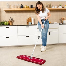 Tidy Tools Commercial Dust Mop & Floor Sweeper, 24 in. Dust Mop for Hardwood Floors, Reusable Dust Mop Head, Extendable Mop Handle, Industrial Dry Mop for Floor Cleaning & Janitorial Supplies, Red