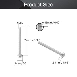MroMax M2.5 x 25mm Machine Screws Pan Phillips Cross Head Screw 304 Stainless Steel Fasteners Bolts Silver Gray 60Pcs