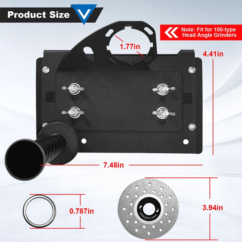 45 Degree Tile Chamfering Tool, Angle Grinder Stand with 5