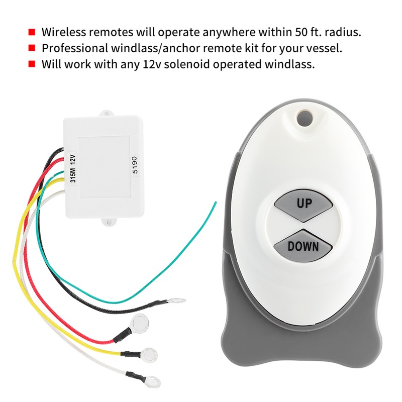 12V Anchor Windlass Wireless Switch Receiver Waterproof Sail Trim Controller