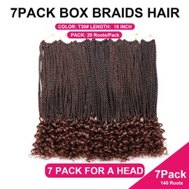 7 Packs 18 Inch Crochet Box Braids Hair with Curly Ends Prelooped Bohemian Goddess Box Braids Crochet Hair Braiding Hair Crochet Braids Hair for Black Women (18 Inch 7 Packs, T30#)
