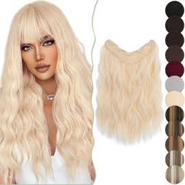 SEGO Clip-In Extensions, 1 Piece, Like Real Hair, U-Shape Hair Extensions, Curls, Wavy, 45 cm, for Full Head, 160 g, Light Blonde