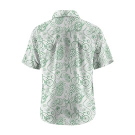 ORIONRIDE Cycling Shirts-Original Green Fruit Collection Design,Zipper Pockets,Short Sleeves,Button Down Gravel Shirts for Biking