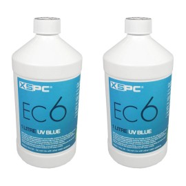 XSPC EC6 High Performance Premix PC Coolant, Translucent, 1000 mL, Blue UV, 2pk