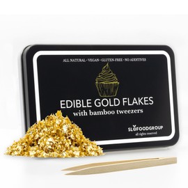 Slofoodgroup - Edible Gold Flakes - 200 MG - Gold Leaf Flakes for Garnishing and Decoration of Food, Drinks, Nails and More