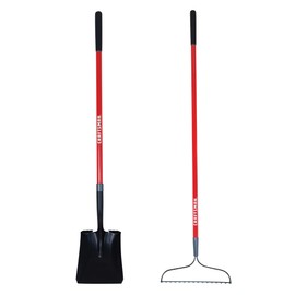 CRAFTSMAN 2-Piece Garden Tool Set with Transfer Shovel and Bow Rake, Fiberglass Handles, Cushion Grips for Landscaping, Gardening & Yardwork