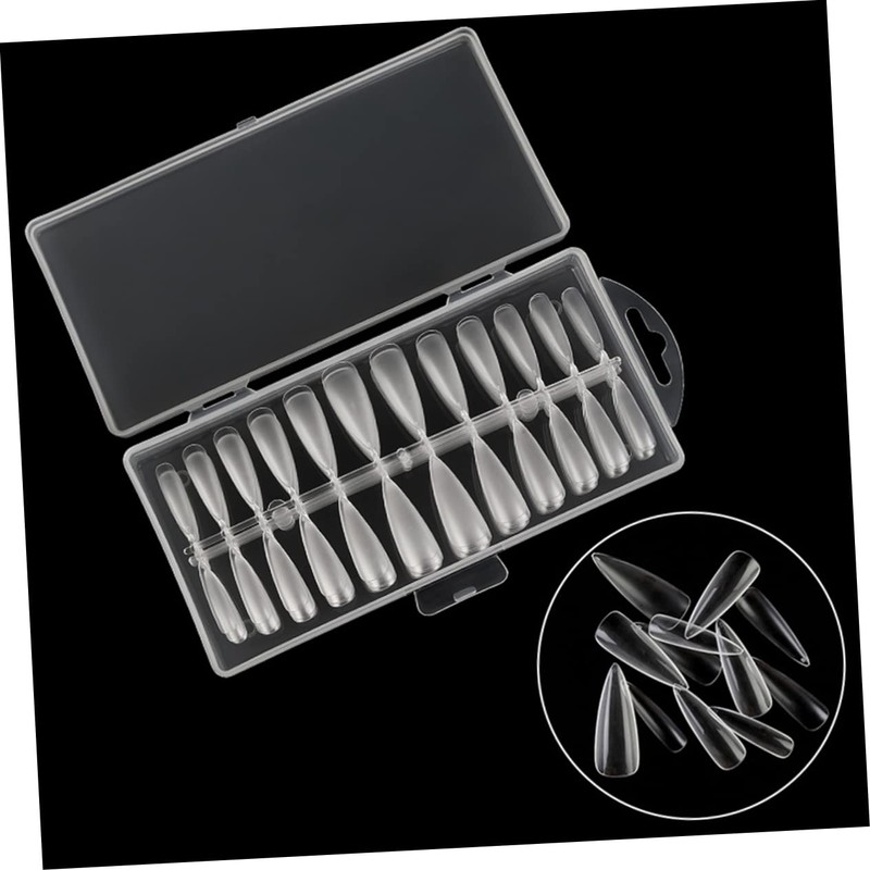 FOMIYES Fake Nail Stickers 240 Pack Natural White Pointed Nails