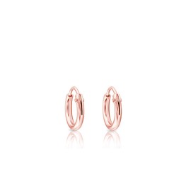 DTPsilver - Women's Small Hoop Earrings 925 Sterling Silver or Rose Gold Plated - Helix/Tragus/Cartilage - Thickness 1.2 mm - Diameter 8 mm, Sterling Silver