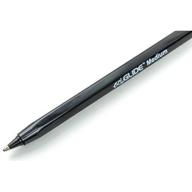 Eziglide Ballpoint Black Pen, Pack of 10 Ballpoint Pens, Smooth