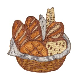 Embroidered Bread Basket Patch for Iron-On or Sew On Iron-On Patch Baker's Bread Iron-On Patch for Clothes Iron-On Patch Applique Patch Size 7.3 x 7.5 cm