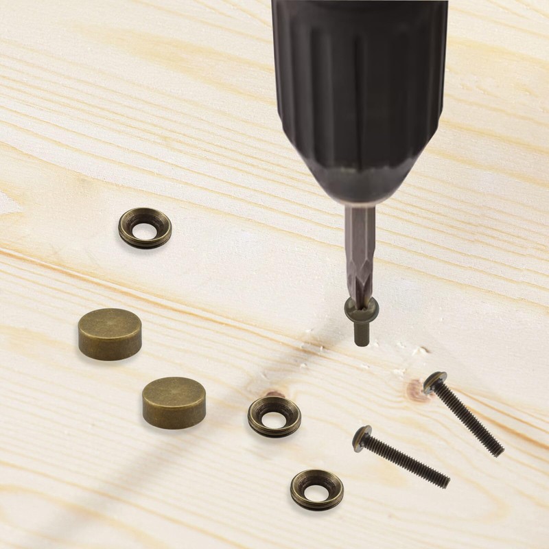 ZIUZI Brass Decorative Bolts with Caps, 8 Pack Antique Bronze