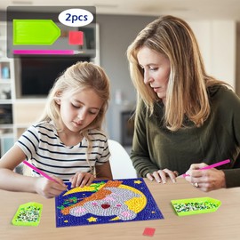 QEUOYSS Diamond Art Kit for Kids with Wooden Frame Art and Crafts for Kids Ages 6-8 -10-12 Easy to DIY Diamond Art for Kids and Adult Beginners Home Wall Decoration (Night kola)