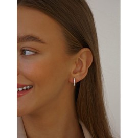 Silver Hoop Earrings for Women, 925 Sterling Silver Hoop Earrings with Cubic Zirconia, Yellow Gold/White Gold/Rose Gold/Gold-Plated Gun Black Sleeper Cartilage Hoop Earrings (8/10/12 mm), Cubic