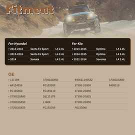 High Output Alternator for-Hyundai Sonata 2014 Santa Fe 2013-2016 for-Kia Optima 2014-2015 Sorento 2012-2014 150Amp 12V CW 6-Groove Pulley 37300-2G800 11710N