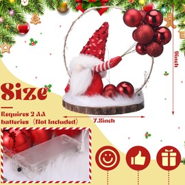 Cinnvoice Christmas Tabletop Decoration 9.45" Wooden Lighted Christmas Decoration Indoor Gnome Table Centerpieces Battery Operated Christmas Fireplace Home Table Decorations for Holiday Party Gifts