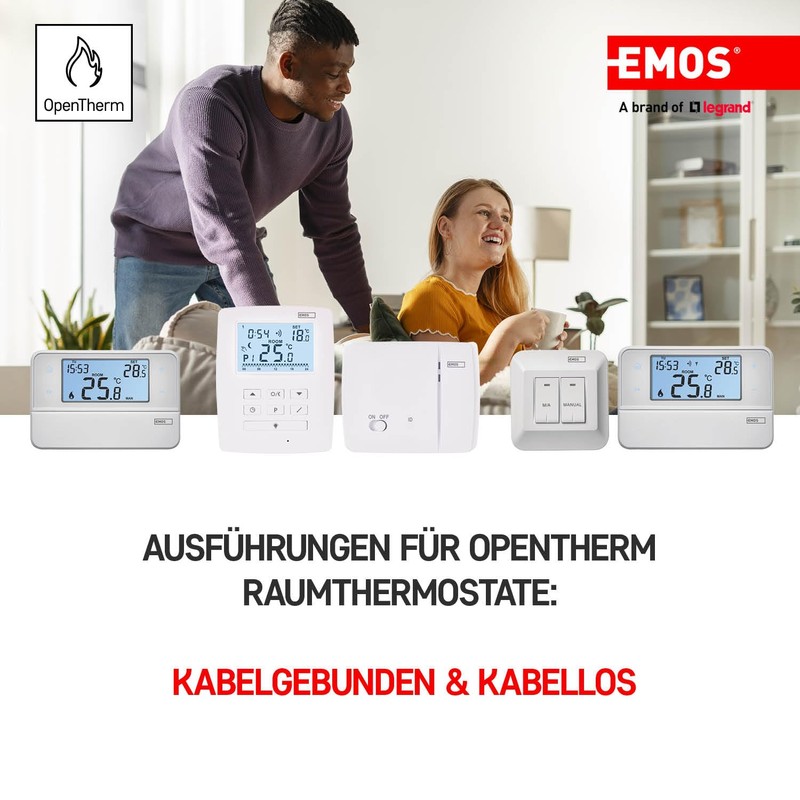 EMOS OpenTherm Wireless Room Thermostat, Programmable Digital Temperature Controller for