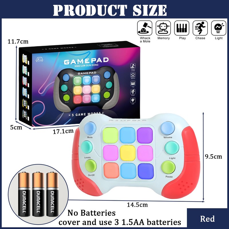 Light Up Pop it Game Quick Push Bubble Game,Red Puzzle