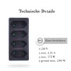 feletec 4-Way Socket Adaptor 4x Euro, Black, Multiple Plug, Multiple