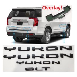 GMC OVERLAY Gloss Black Door Rear Yukon SLT Letters Emblem 2021-2023 GMC Yukon XL
