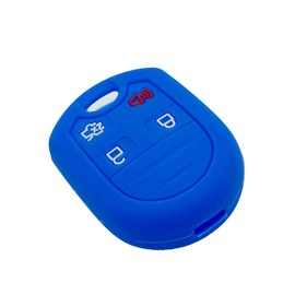 LemSa 2Pcs Rubber Silicone Smart Key Fob Case Cover Protector Holder for Ford 2011-2016 F150 F250 F350 Mustang Fusion Explorer Taurus Expedition Lincoln MKS MKX MKZ Navigator, Red Blue