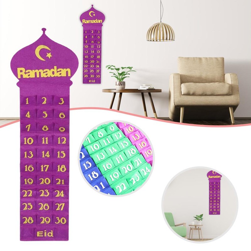 Ramadan Hanging Calendar Countdown Calendar Hanging Bag Wall Calendar Storage