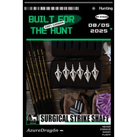 POEARCUS 31" Pure Carbon Arrows 12Pcs - Straightness .006" 100% Arrow Shafts 2" Rubber Vane Feathers for Compound Bow Hunting Practice Target with ‌Hunting Accessories Kit