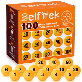 SelfTek 100Pcs Numbered Table Tennis Balls Beer PingPong 40mm Raffle Balls Lottery Balls Printed with Numbers for Party Games (No. 1-100)