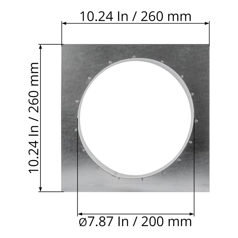 ECOPRO VENT 8" Inch Duct Connector Flange - Galvanized Steel