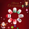 Christmas Short Fake Nails Square Press on Nails with Santa
