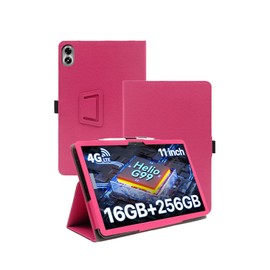 Case for Umidigi G7 Tab Pro MTK Helio G99 Tablet 2024 Upgraded Version,WUNIAK Premium Leather Business Folio Stand Cover with Hand Strap for Tablet，Rose Red.