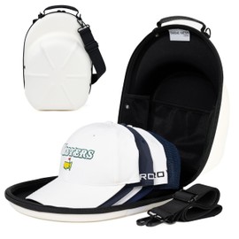 Birdie Nest Golf Hats Baseball Caps Travel Case - Hat Carrier & Organizer | White Hard-Shell | Fits 6 Caps | Protect Hats | Ventilated EVA, Double Zipper, Handle & Strap