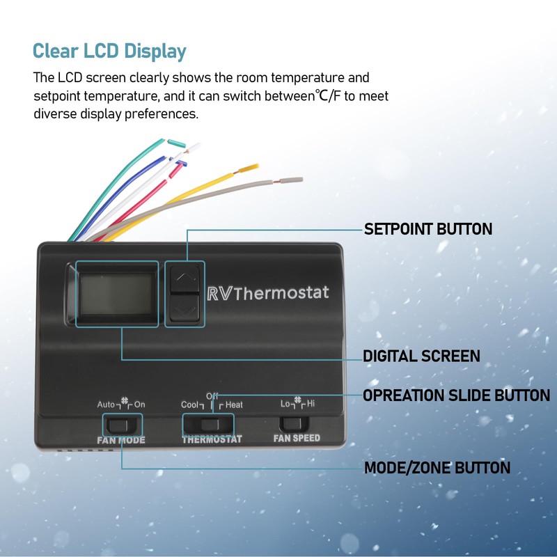 8330D3351 Wall Mounted Digital Cooling and Heating Thermostat, Suitable for