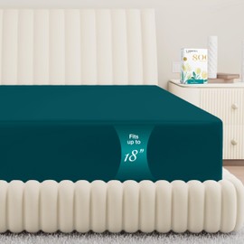 Carressa Linen 100% Egyptian Cotton Queen Fitted Sheet - 800 Thread Count 16" Deep Pocket, Durable Sateen Weave, All-Around Elastic, Head/Foot Side Indicators, Teal