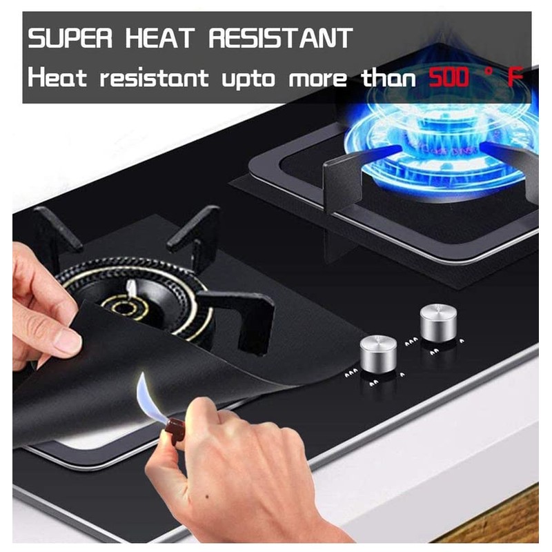 WANGCL 4 Thickened 0.2mm Sheets Stove Burner Cover Reusable Non-Stick