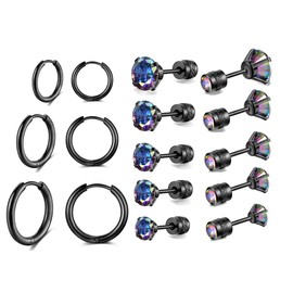 Guicjwl 8 Pairs Surgical Stainless Steel & Titanium Earrings, 14K Gold Plated Hoop & Stud Earrings, Multipack, Hypoallergenic, Unisex