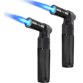 Luxgaze - Juego de 2 mecheros de butano recargables, recargables, portátiles, con llama de chorro, mini encendedores recargables a prueba de viento, para camping, hornear, culinaria, soldadura de