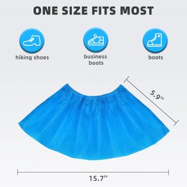 Blue Disposable Shoe Booties Covers Non Slip with Fabric Storage Box, Waterproof Shoe Protector Cover for Indoors Reusable (400)