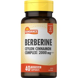 Sundance Berberine with Ceylon Cinnamon | 2000mg | 40 Capsules | Vegetarian, Non-GMO & Gluten Free Supplement