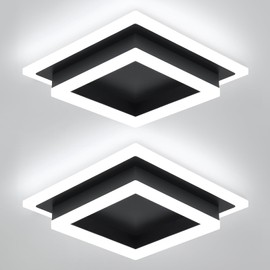 EIDISUNY Modern LED Ceiling Light, Hallway Flush Mount Ceiling Light, 32W, 6000K, Black Square Hallway Lighting Fixtures for Living Room Kitchen Bedroom (Black) 2 Pack