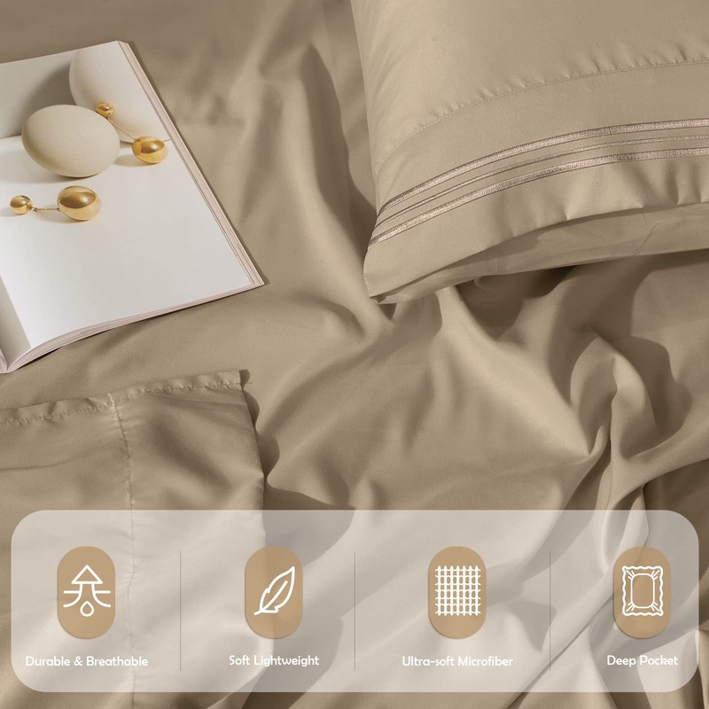 REDKEY Full Sheet Pillowcase Set - 4 Piece Soft Bedding