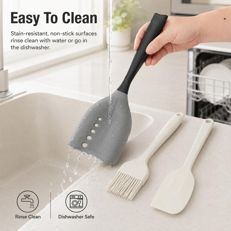 Meat Chopper Mincing Spatula, Silicone Ground Beef Masher with Drain
