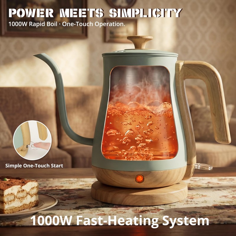 Keebar Gooseneck Electric Kettle, 0.8 L, 1000 W, Auto Shut-Off,