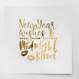Decal Stickers of New Year Wishes and Midnight Kisses (Metallic Gold) (Set of 2) Premium Waterproof Vinyl Decal Stickers for Laptop Phone Accessory Helmet Car Window Mug Tuber - ANDsticf42495GO