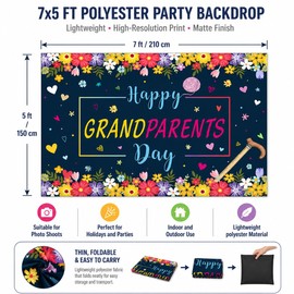 7x5ft Happy Grandparents Day Backdrop Grandparents Day Party Photography Background School Event Retirement Love Grandma Grandpa Decorations Banner Family Gatherings Photo Booth Props